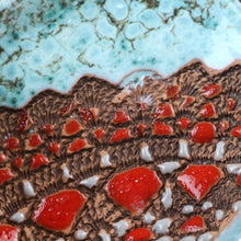 Load image into Gallery viewer, Pair of Glazed Aqua and Red Ceramic Pomegranate Catchalls - Omens from the Sky | NOVICA