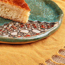 Load image into Gallery viewer, Pomegranate-Shaped Green and Red Ceramic Dessert Plate - Nature's Prophecy | NOVICA