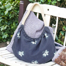 Load image into Gallery viewer, Butterfly-Themed Indigo Cotton Hobo Shoulder Bag - Indigo Hope | NOVICA