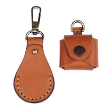 Load image into Gallery viewer, 100% Brown Leather Earbud Holder and Keychain Set - Melody in Brown | NOVICA