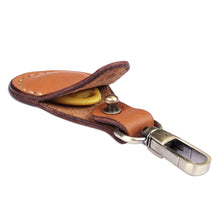 Load image into Gallery viewer, 100% Brown Leather Earbud Holder and Keychain Set - Melody in Brown | NOVICA