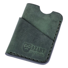 Load image into Gallery viewer, 100% Green Leather Card Holder Handcrafted in Armenia - The Green Wealth | NOVICA
