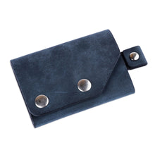 Load image into Gallery viewer, Armenian Handmade Men's Tri-Fold Leather Wallet in Blue - Modern Flair in Blue | NOVICA