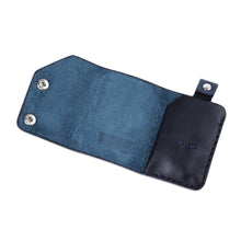 Load image into Gallery viewer, Armenian Handmade Men's Tri-Fold Leather Wallet in Blue - Modern Flair in Blue | NOVICA