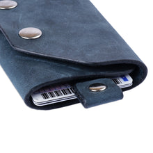 Load image into Gallery viewer, Armenian Handmade Men's Tri-Fold Leather Wallet in Blue - Modern Flair in Blue | NOVICA