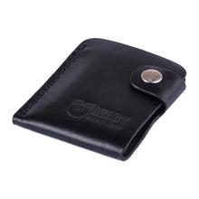 Load image into Gallery viewer, Black Leather Card Holder with Snap Closure Made in Armenia - Minimalist Fortune in Black | NOVICA