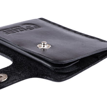 Load image into Gallery viewer, Black Leather Card Holder with Snap Closure Made in Armenia - Minimalist Fortune in Black | NOVICA