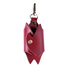 Load image into Gallery viewer, Bat-Themed 100% Red Leather Keychain from Armenia - Night Knight in Red | NOVICA