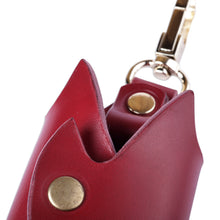 Load image into Gallery viewer, Bat-Themed 100% Red Leather Keychain from Armenia - Night Knight in Red | NOVICA