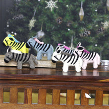Load image into Gallery viewer, Set of Six Colorful Wool and Cotton Zebra Ornaments - Zebra Realm | NOVICA