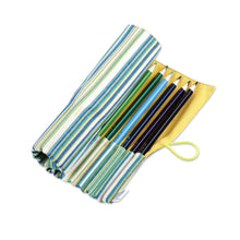 Load image into Gallery viewer, Wooden Colored Pencil Set and Yellow Cotton Roll Case - Creative Sunshine | NOVICA