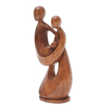 Load image into Gallery viewer, Hand-Carved Semi-Abstract Suar Wood Family Sculpture - New Chapter | NOVICA