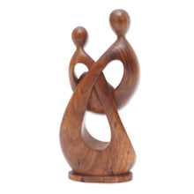 Load image into Gallery viewer, Hand-Carved Semi-Abstract Suar Wood Family Sculpture - New Chapter | NOVICA