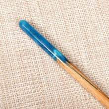 Load image into Gallery viewer, Natural Fiber Hair Pin with Hand-Painted Blue Resin Accent - Lovingly Blue | NOVICA