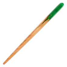 Load image into Gallery viewer, Natural Fiber Hair Pin with Hand-Painted Green Resin Accent - Lovingly Green | NOVICA