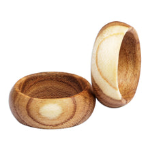 Load image into Gallery viewer, 2 Hand-Carved Apricot Wood Band Rings with Natural Finish - Natural Duo | NOVICA