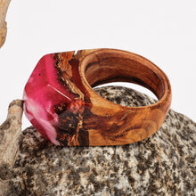 Load image into Gallery viewer, Handcrafted Wood and Resin Domed Ring in Pink and White - Pink Spectacle | NOVICA