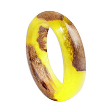 Load image into Gallery viewer, Handcrafted Apricot Wood and Resin Band Ring in Yellow - Chic Yellow | NOVICA