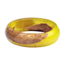 Load image into Gallery viewer, Handcrafted Apricot Wood and Resin Band Ring in Yellow - Chic Yellow | NOVICA