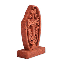 Load image into Gallery viewer, Hand-Carved Brown Tuff Stone Khachkar Stela Sculpture - Echmiadzin Past | NOVICA
