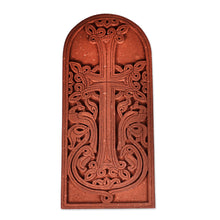 Load image into Gallery viewer, Traditional Red Tuff Stone Stela Sculpture from Armenia - Altar to Devotion | NOVICA