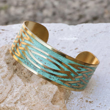 Load image into Gallery viewer, Oxidized Brass Cuff Bracelet with Knots Made in Armenia - Armenian Streaks | NOVICA