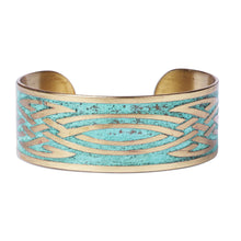 Load image into Gallery viewer, Oxidized Brass Cuff Bracelet with Knots Made in Armenia - Armenian Streaks | NOVICA
