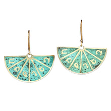 Load image into Gallery viewer, Armenian Alphabet Brass Dangle Earrings with Antique Finish - Armenian Alphabet | NOVICA