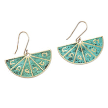 Load image into Gallery viewer, Armenian Alphabet Brass Dangle Earrings with Antique Finish - Armenian Alphabet | NOVICA