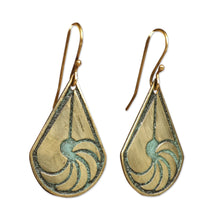 Load image into Gallery viewer, Brass Dangle Earrings with Oxidized Finish from Armenia - Armenian Heritage | NOVICA