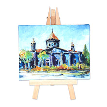 Load image into Gallery viewer, Impressionist Watercolor Painting of Cathedral at Day - Holy Mother of God Church I | NOVICA