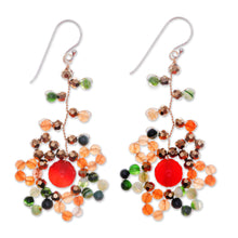 Load image into Gallery viewer, Warm-Toned Multi-Gemstone Beaded Dangle Earrings - Dawn Atoms | NOVICA