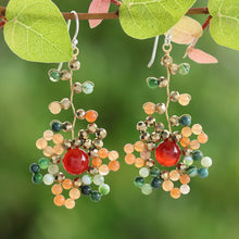 Load image into Gallery viewer, Warm-Toned Multi-Gemstone Beaded Dangle Earrings - Dawn Atoms | NOVICA