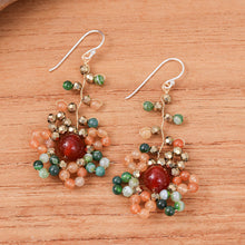 Load image into Gallery viewer, Warm-Toned Multi-Gemstone Beaded Dangle Earrings - Dawn Atoms | NOVICA