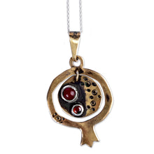 Load image into Gallery viewer, Carnelian Brass Nur Amulet Pendant Necklace - Nur Amulet | NOVICA