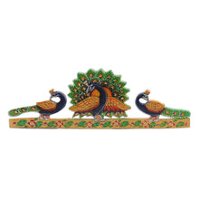 Load image into Gallery viewer, Hand-Carved and Painted Kadam Wood Peacock Magnet from India - Peacock Glory | NOVICA