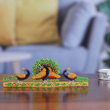Load image into Gallery viewer, Hand-Carved and Painted Kadam Wood Peacock Magnet from India - Peacock Glory | NOVICA