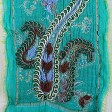 Load image into Gallery viewer, Hand-Embroidered Wool and Cotton Blend Shawl in Turquoise - Paisley Whispers | NOVICA