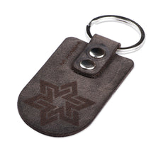 Load image into Gallery viewer, Brass and Black Leather Keychain with Star Sign - Night Star | NOVICA