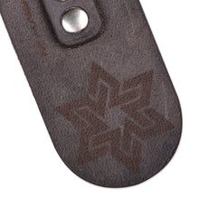 Load image into Gallery viewer, Brass and Black Leather Keychain with Star Sign - Night Star | NOVICA
