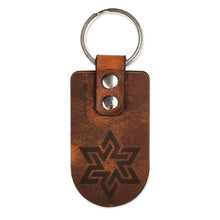 Load image into Gallery viewer, Brass and Cappuccino Leather Keychain with Star Sign - Cappuccino Star | NOVICA