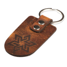 Load image into Gallery viewer, Brass and Cappuccino Leather Keychain with Star Sign - Cappuccino Star | NOVICA