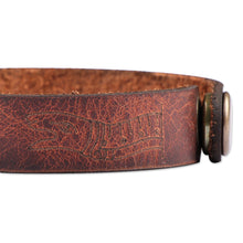 Load image into Gallery viewer, Men's Hieroglyphic-Themed Brown Leather Wristband Bracelet - Myths | NOVICA