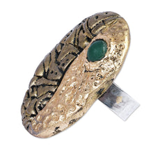 Load image into Gallery viewer, Traditional Golden-Toned Agate Cocktail Ring from Armenia - Golden Inspiration | NOVICA