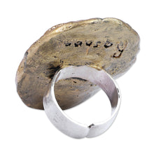 Load image into Gallery viewer, Traditional Golden-Toned Agate Cocktail Ring from Armenia - Golden Inspiration | NOVICA