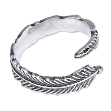 Load image into Gallery viewer, Sterling Silver Leaf Wrap Ring with Oxidized Finish - Nature's Embrace | NOVICA