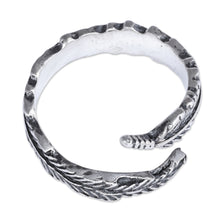 Load image into Gallery viewer, Sterling Silver Leaf Wrap Ring with Oxidized Finish - Nature's Embrace | NOVICA