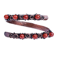 Load image into Gallery viewer, Antique Armenian Copper Wrap Bracelet with Carnelian Beads - Infinite Flames | NOVICA