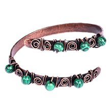 Load image into Gallery viewer, Antique Armenian Copper Wrap Bracelet with Malachite Beads - Infinite Green | NOVICA