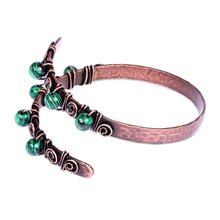 Load image into Gallery viewer, Antique Armenian Copper Wrap Bracelet with Malachite Beads - Infinite Green | NOVICA